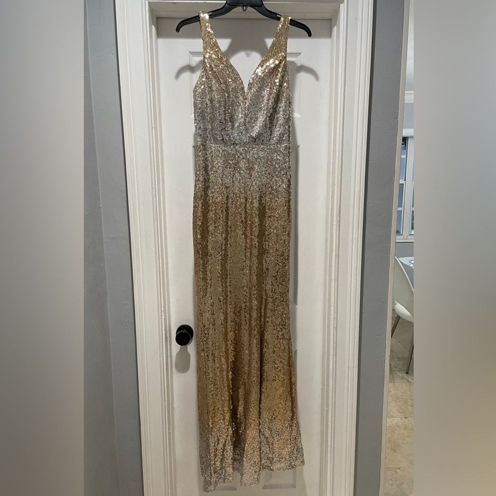 Gold and silver evening gown